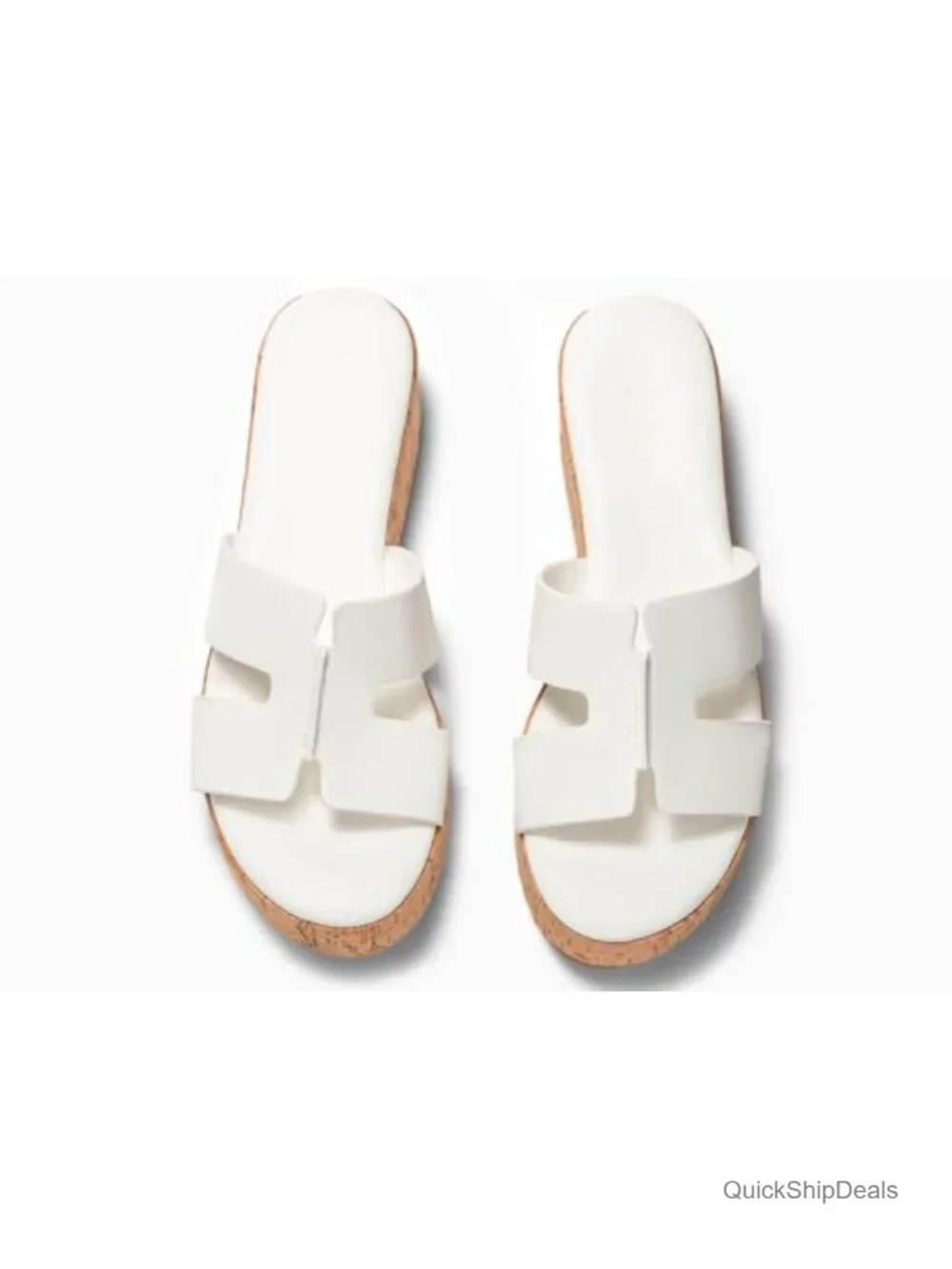 Women's Platform Wedge Sandals Open Toe Slip On Slides Cork Heeled Cutout